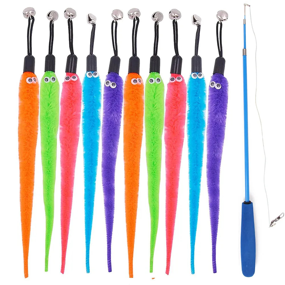 Replace Plush Cat Toy Accessories Worms Replacement Head Funny Cat Stick Pet Toys 5/10/6/11 Pcs Beauty World Shop