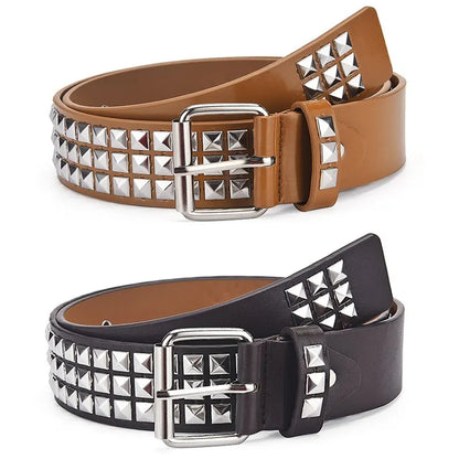 Fashion New Square Bead Rivet Belt Metal Pyramid Belt Men and Women Punk Hardware Jeans Belt Y2K Belt Designer Belt Women's Belt Beauty World Shop