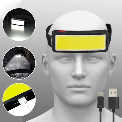 Powerful COB Headlamp Type-c/USB Rechargeable Head Flashlight Built-in Battery Outdoor Fishing Camping Lantern Waterproof Torch Beauty World Shop