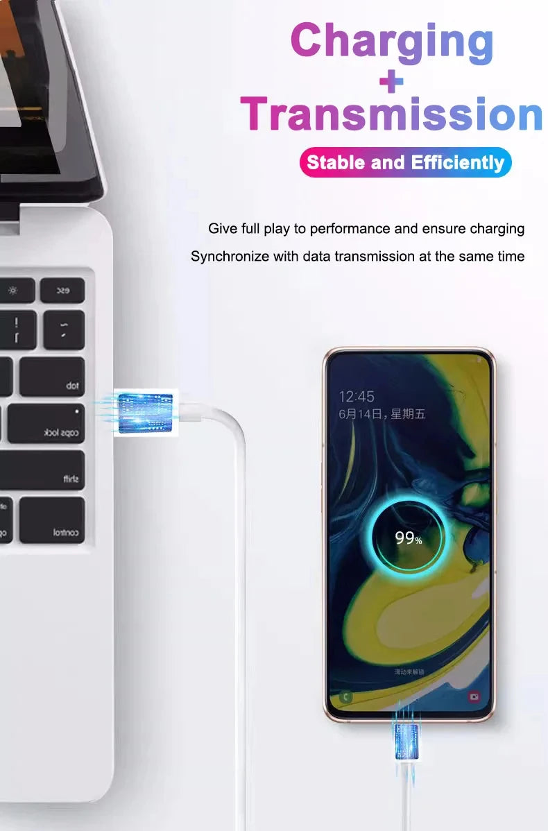 2PCS PD 45W USB C Cable For Samsung Galaxy S20 S21 S22 S23 Ultra Note 10 5G 20 A53 A54 Super Fast Charging USB Type C Data Cable Beauty World Shop