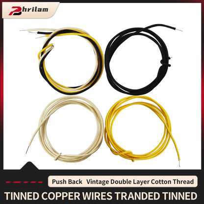 Cloth-covered Waxed Vintage-style Pushback Guitar Wire (white/black/yellow)Pushback Wire for Electric Guitar Upgrade,22 AWG wire Beauty World Shop