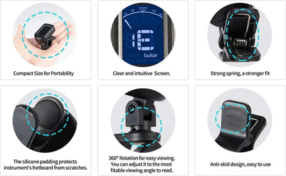 Guitar Tuner For All Instruments Clip on Electronic Tuner for Guitar Bass Ukulele Violin Mandolin Banjo Beauty World Shop