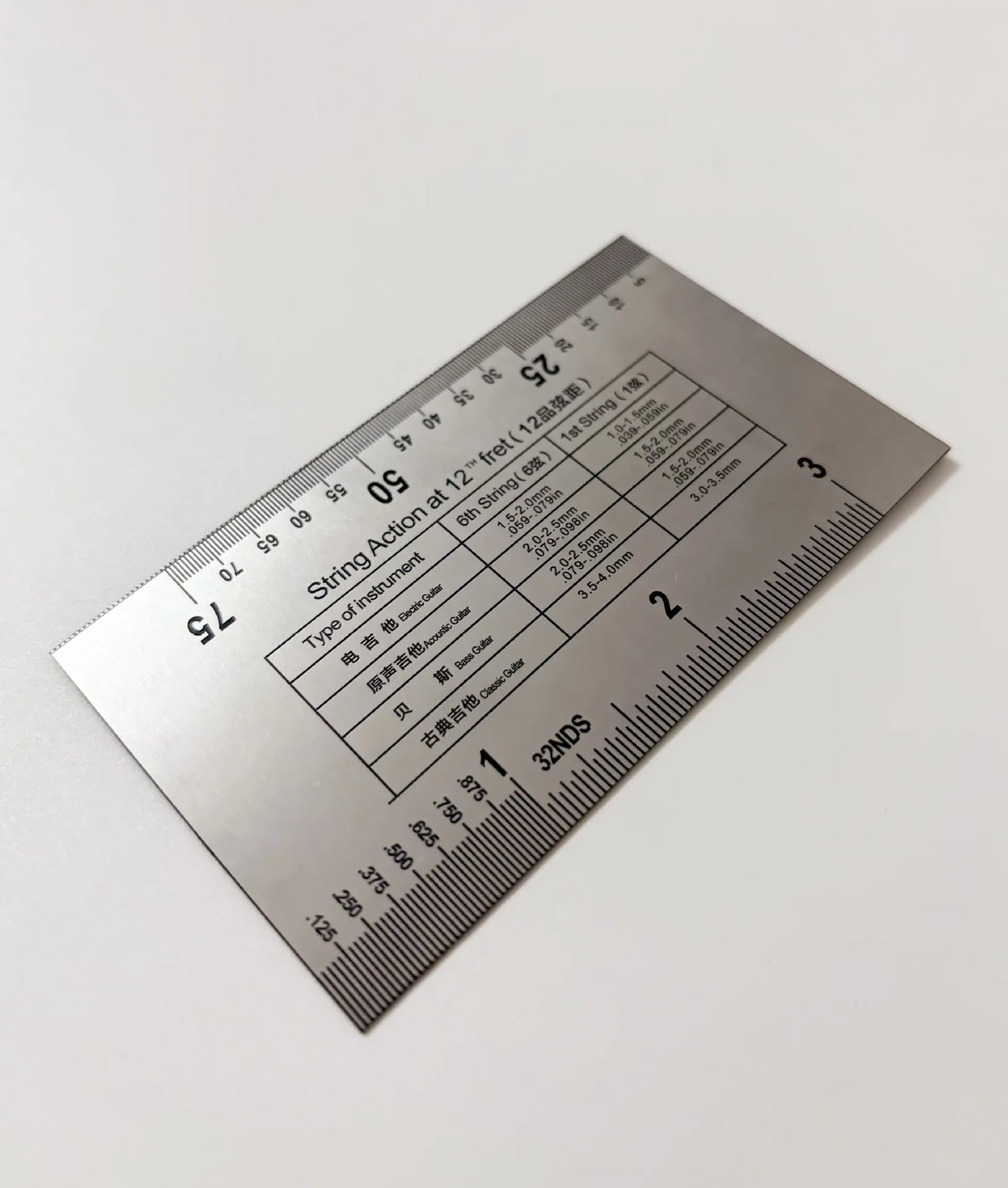 Stainless Steel String Action Gauge Ruler Guitar Bass Instrument Repair Tool Silver Beauty World Shop