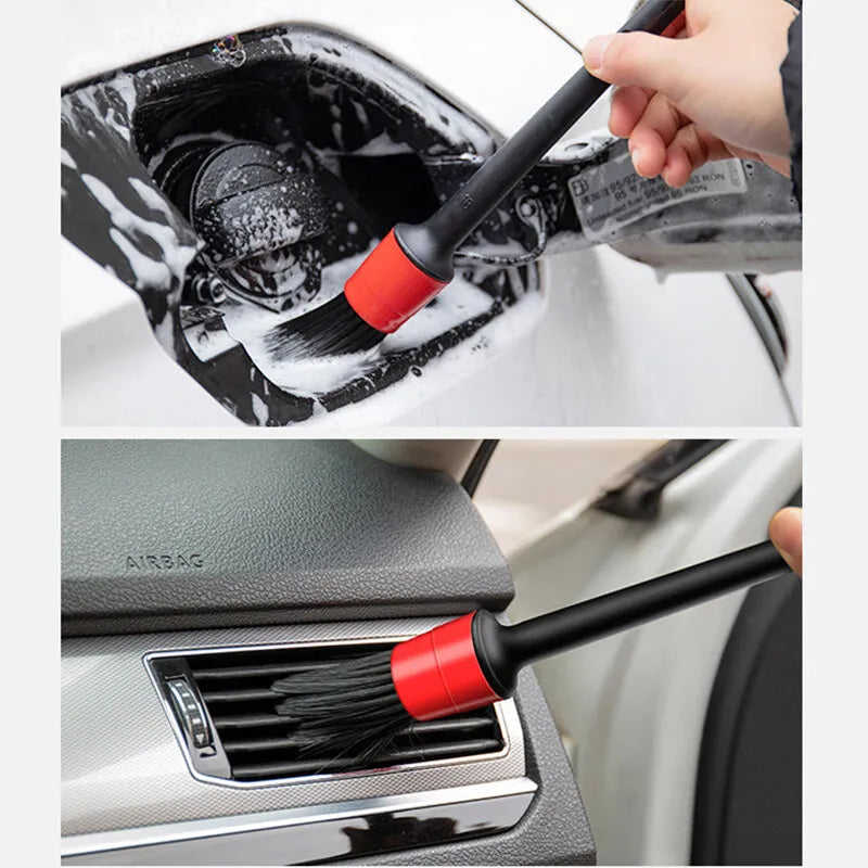 SEAMETAL 5pcs Car Detailing Brush Set Car Dashboard Air Conditioner Air Outlet Wheel Brushes for Car Interior Cleaning Tools Beauty World Shop