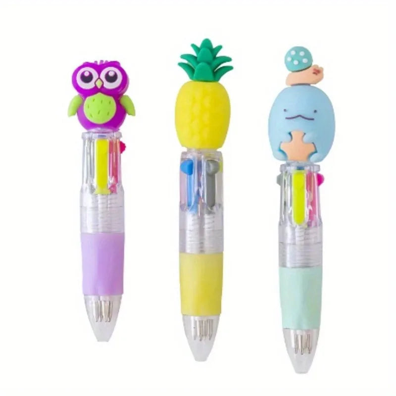 5-20Pcs/Lot Cute Cartoon 4 Color Mini Ballpoint Pen KawaiiUnicorn Flamingo Retractable Stationery Gift SchooOoffice Supplies Beauty World Shop
