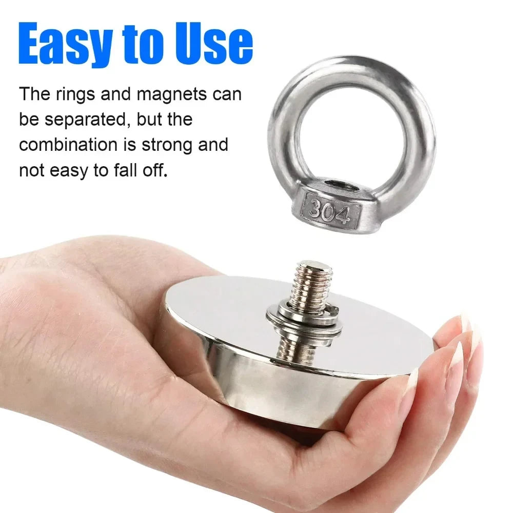 Super Strong Suction Salvage Helper, Made of N52 Heavy Rare Earth Material, with Countersunk Hole and Eyebolt Suction metal Beauty World Shop