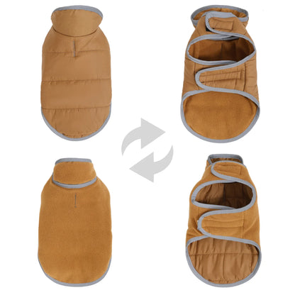 Reflective Pet Jacket With Leash Hole Reversible Waterproof Dog Outfits For Small Medium Dogs Cat Warm Chihuahua Vest For Winter