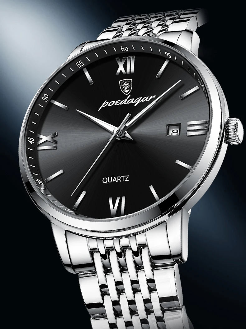 POEDAGAR Luxury Sports Men's Wristwatch Stainless Steel Waterproof Date Man Watch High Quality Casual Fashion Quartz Men Watches Beauty World Shop