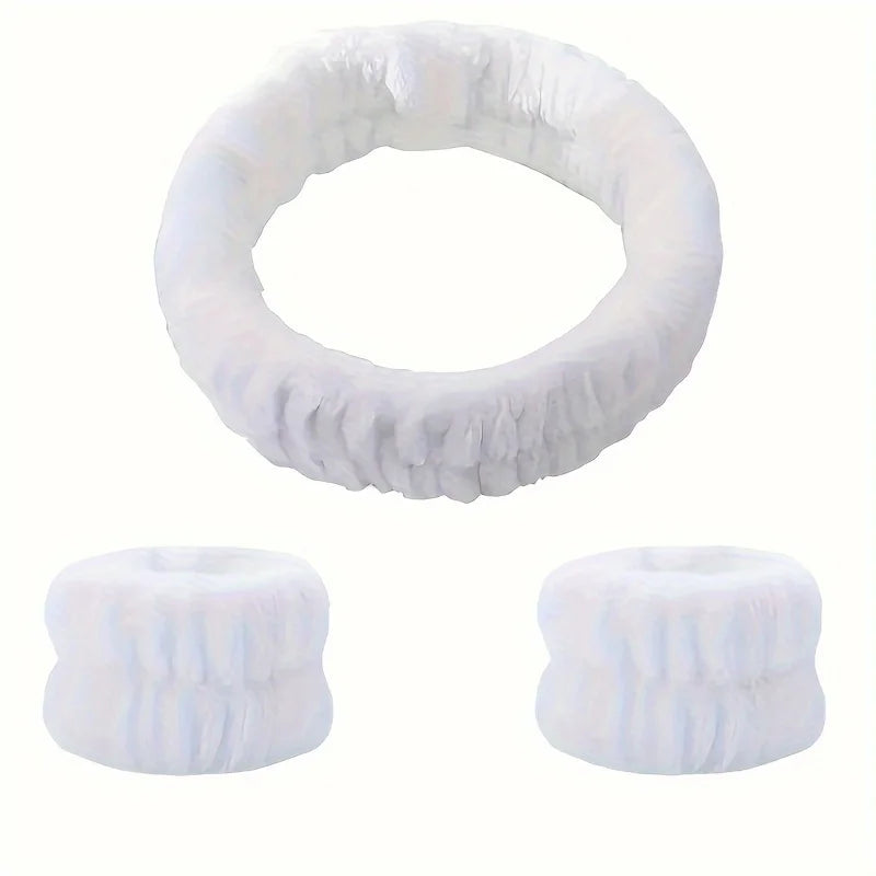 Coral Velvet Facial High-elastic Makeup Hairband Face Wash Wristband Set-face Wash, Facial Mask, Skin Care Beauty World Shop