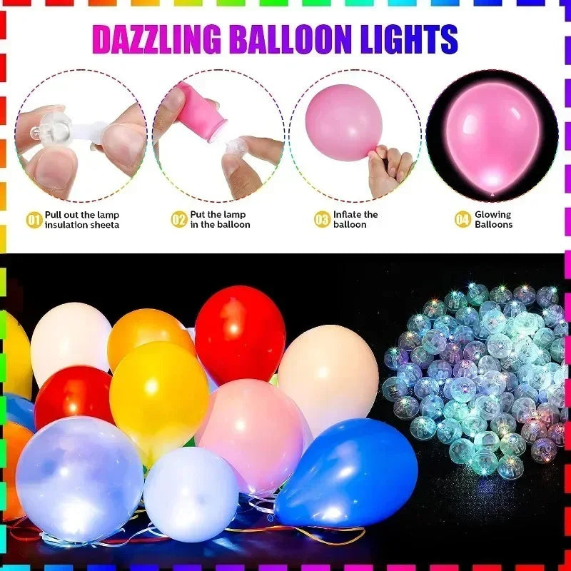 100/10Pcs Mini LED Balloon Light Colorful Flashing Luminous Tumbler Ball Lamp Lantern Light Christmas Wedding Party Decorations Beauty World Shop