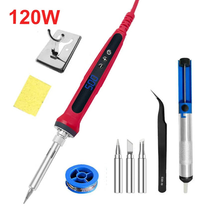 80W Soldering iron kit adjustable temperature LCD solder welding tools Ceramic heater soldering tips Tweezers soldering wire Beauty World Shop