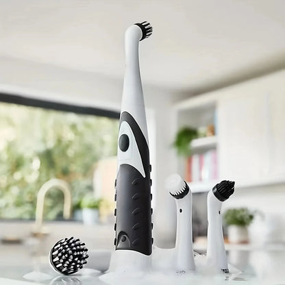 Leaning Brush Cleaning Tool With 4 Brushes Multifunctional Electric Cleaning Brush Cleaning Supplies Beauty World Shop