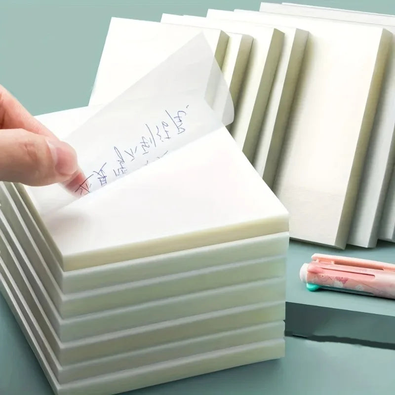 50 Sheets Transparent Sticky Note Pads Waterproof Self-Adhesive Memo Notepad School Office Supplies Stationery Beauty World Shop