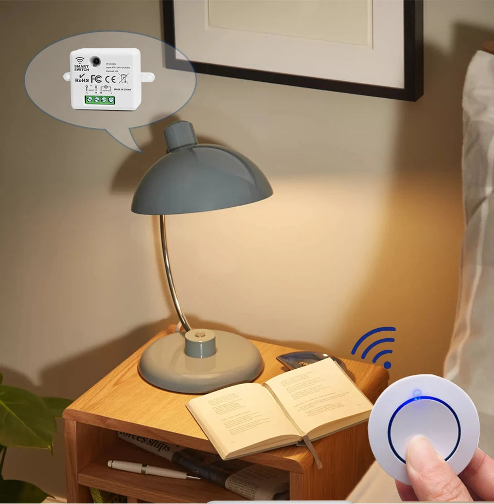 RF 433MHz Wireless Light Switch 220V 110V 10A Relay Controlle Mini Round Button Wall Panel Switch Remote Control For LED Lamp Beauty World Shop