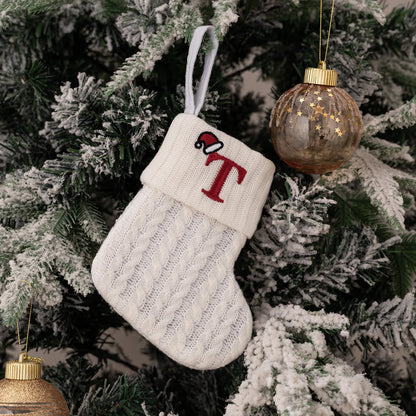 1PC A-Z Letter Hanging Christmas Stockings Knitted Socks  Christmas Tree Hanging for Family Party Decoration Beauty World Shop