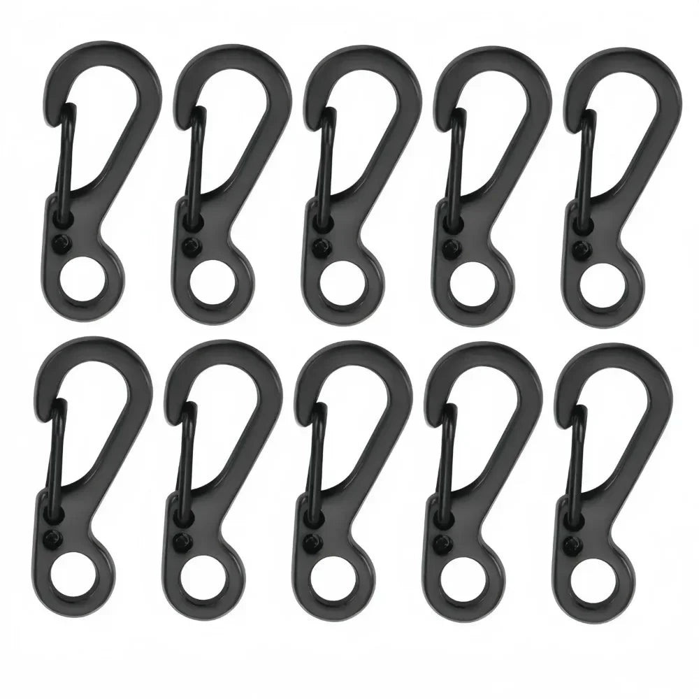 10pc Mini Carabiner Clip Metal Spring Snap Hooks Paracord Lanyard Hanging Clips for Keychain Backpack Bottle Outdoor Accessories Beauty World Shop