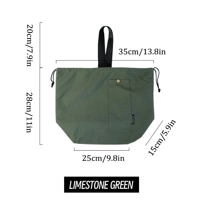 Japanese Korean Lunch Bag Cotton Canvas Large Solid Color Drawstring Portable Thermal Insulated Picnic Storage Bento Box Bag Beauty World Shop