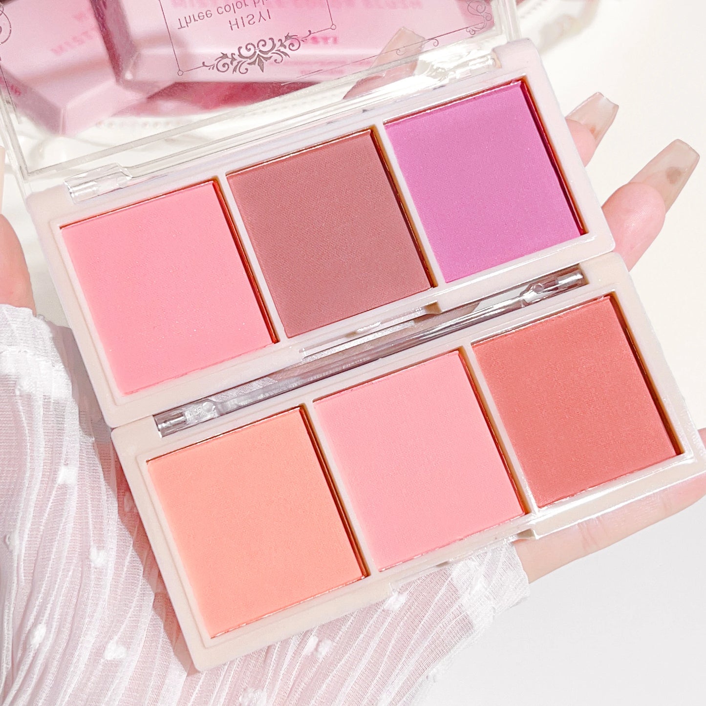HISYI three-color blush natural color rendering delicate non-flying powder matte rouge holding makeup clear vitality girl blush Beauty World Shop