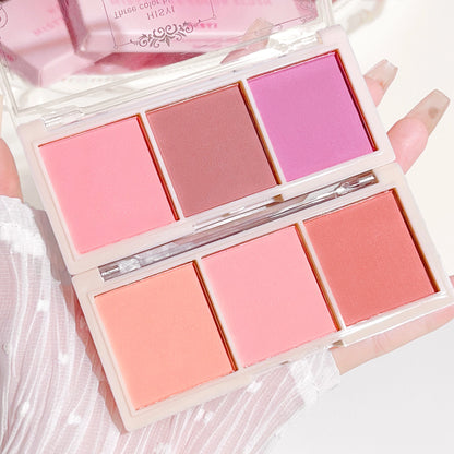 HISYI three-color blush natural color rendering delicate non-flying powder matte rouge holding makeup clear vitality girl blush Beauty World Shop