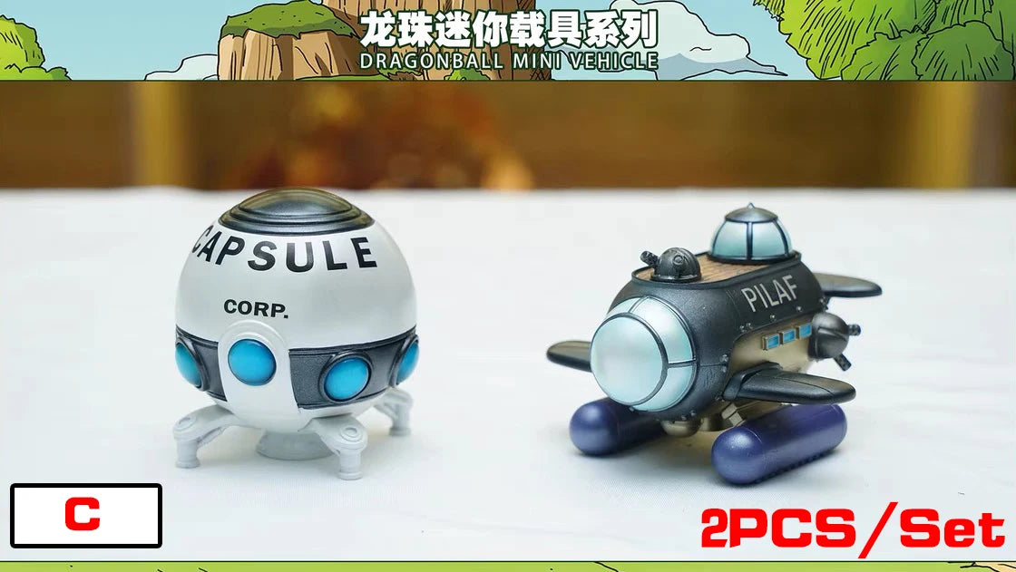 10cm/3.93in Anime Dragon Ball Z 2pcs/set Capsule Spaceship Vegeta Goku space pod Figure PVC Goku Collectible Model Toys Gifts Beauty World Shop