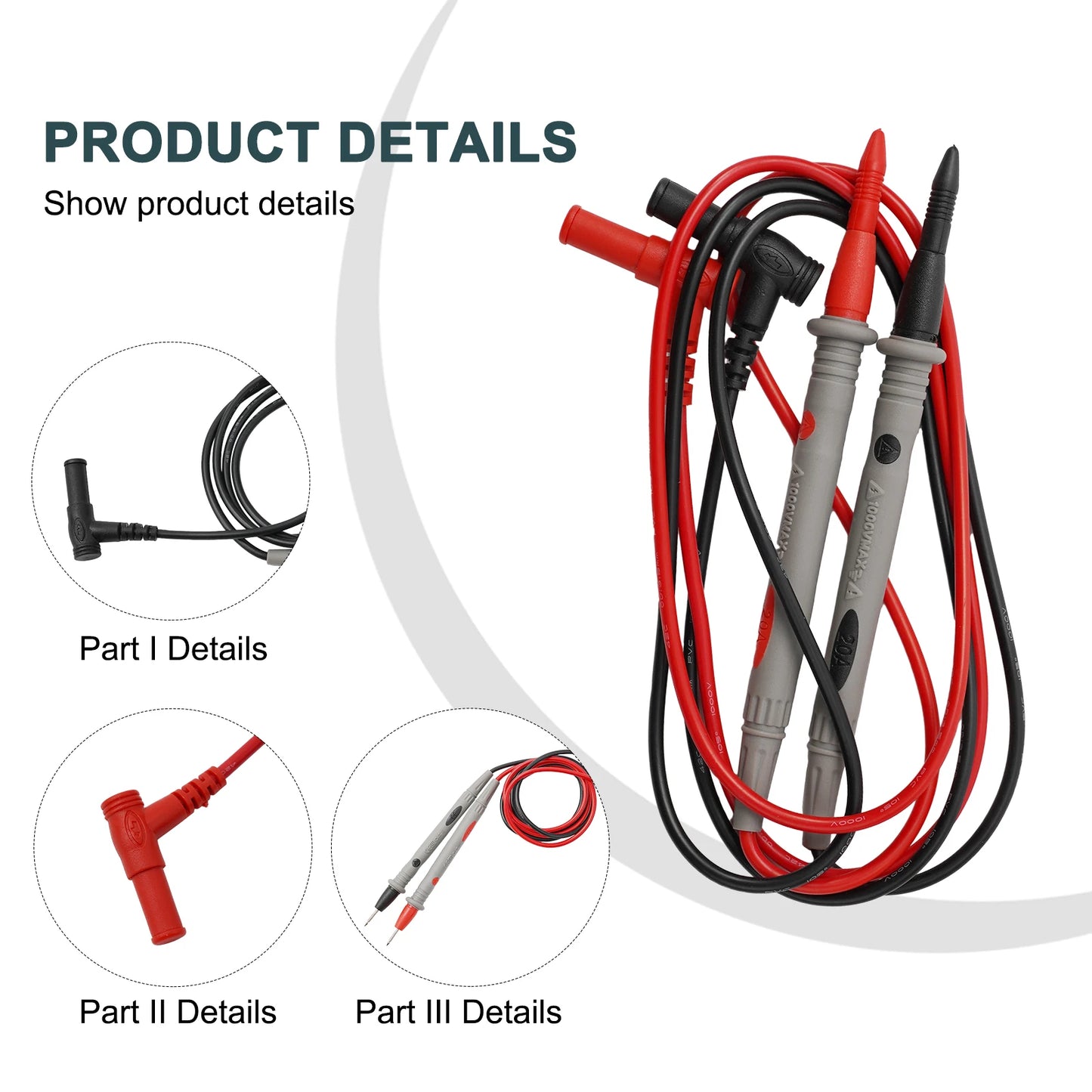 20A 1000V Multimeter Test Heads Needle Pin Digital Multi Meter Head Wire Pen Cable Kit Multimeter Voltmeter PVC Tester Kit Beauty World Shop