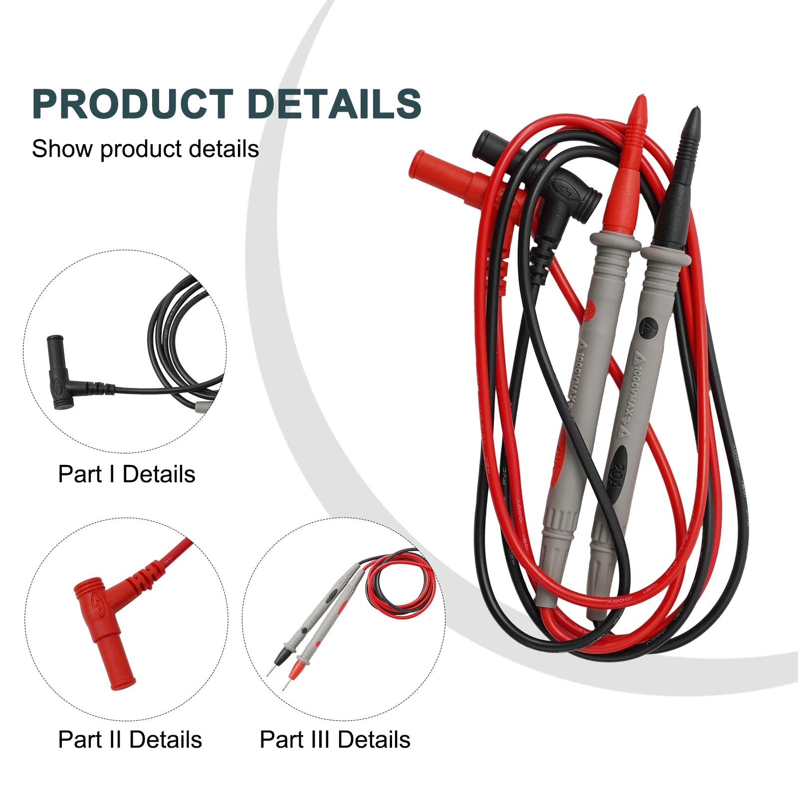 20A 1000V Multimeter Test Heads Needle Pin Digital Multi Meter Head Wire Pen Cable Kit Multimeter Voltmeter PVC Tester Kit Beauty World Shop
