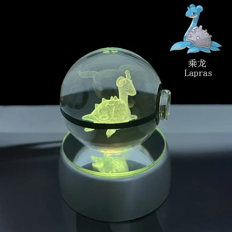 Pokemon Crystal Ball Pikachu Gengar Eevee Mewtwo Lacario Anime Game Pokeball Led Night Light Base Kids Birthday Gift Home Decor Beauty World Shop