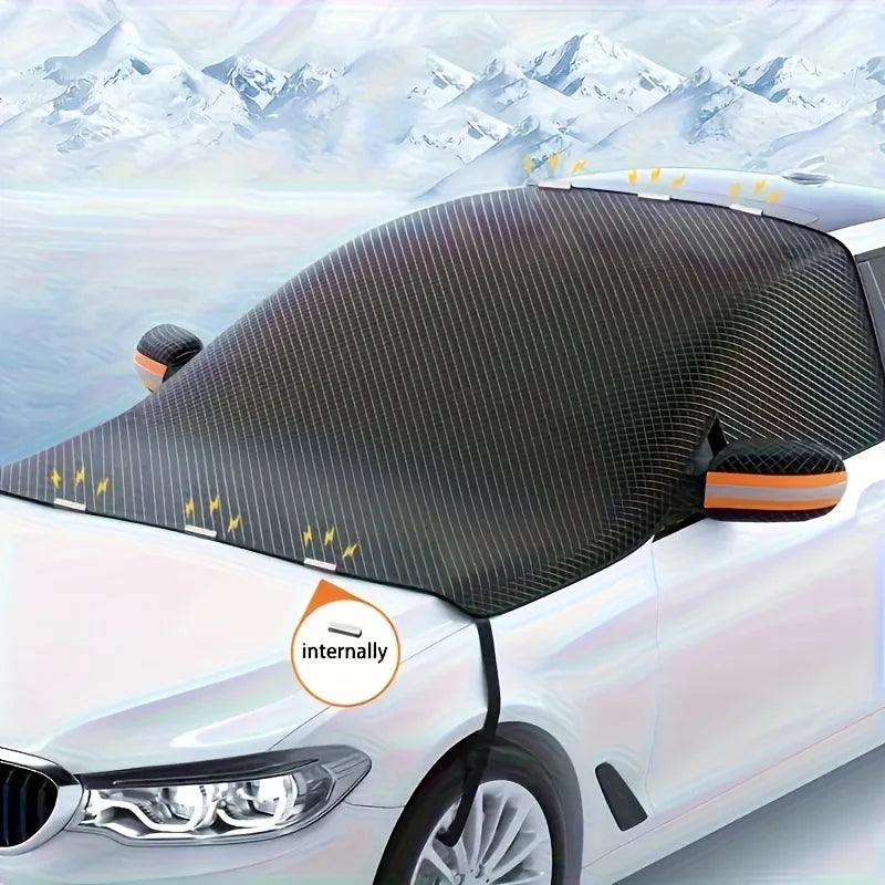 Car Anti-Frost Snow Cover with Reflective Strips - Magnetic Polyester Scratch Resistant for SUVs MPVs Winter Safety Accessory Beauty World Shop