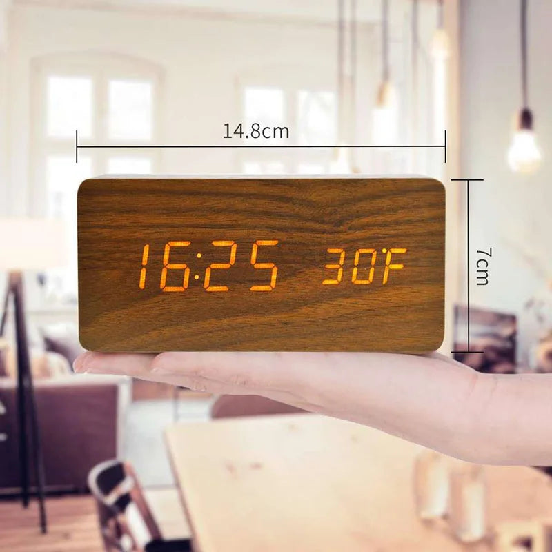 Wooden Digital Alarm Clock, LED Alarm Clock with Temperature Desk Clocks for Office,Bedside Clock Beauty World Shop