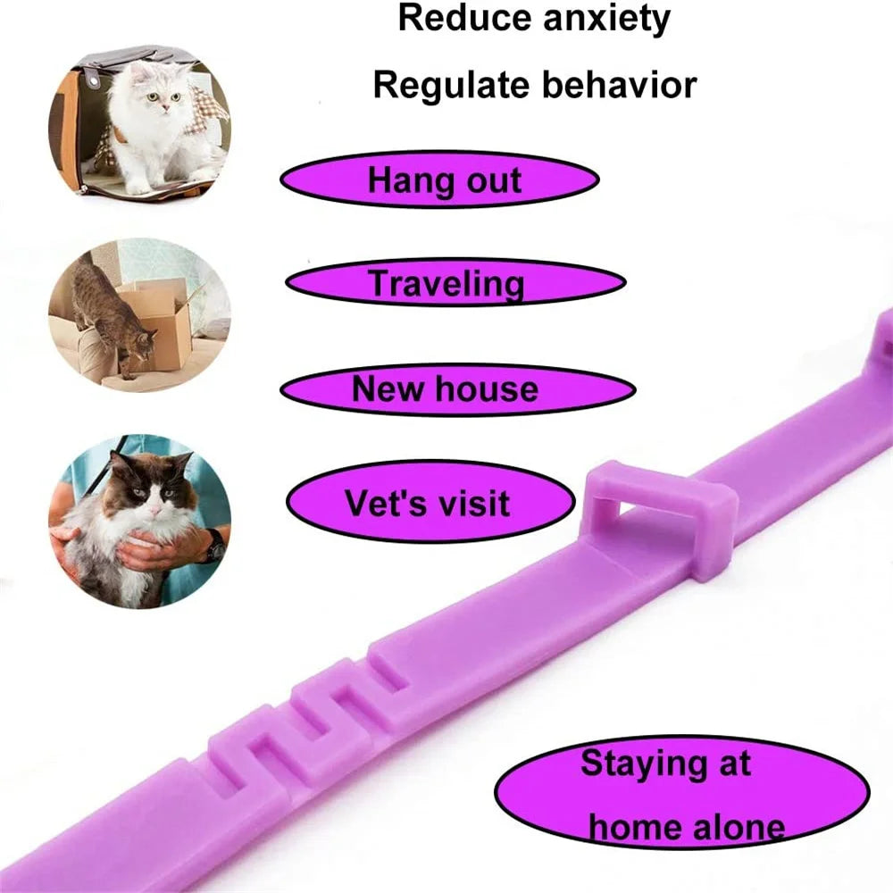Pet Calming Collar For Cats Dogs Adjustable Anxiety Pheromone Reducing Pet Collar Lasting Natural Calm Relax Soothing Collars Beauty World Shop