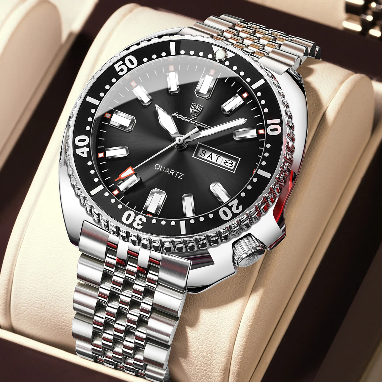 POEDAGAR Luxury Business Men Watch Date Week Waterproof Luminous Man Wristwatch Sport Stainless Steel Quartz Men's Watches Reloj Beauty World Shop