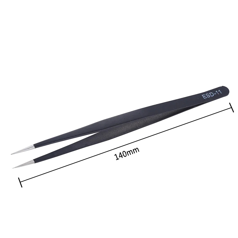 6Pcs Anti-static ESD Tweezers Maintenance Tool Industrial Precision Curved Straight Tweezers Repair Tools Set Beauty World Shop