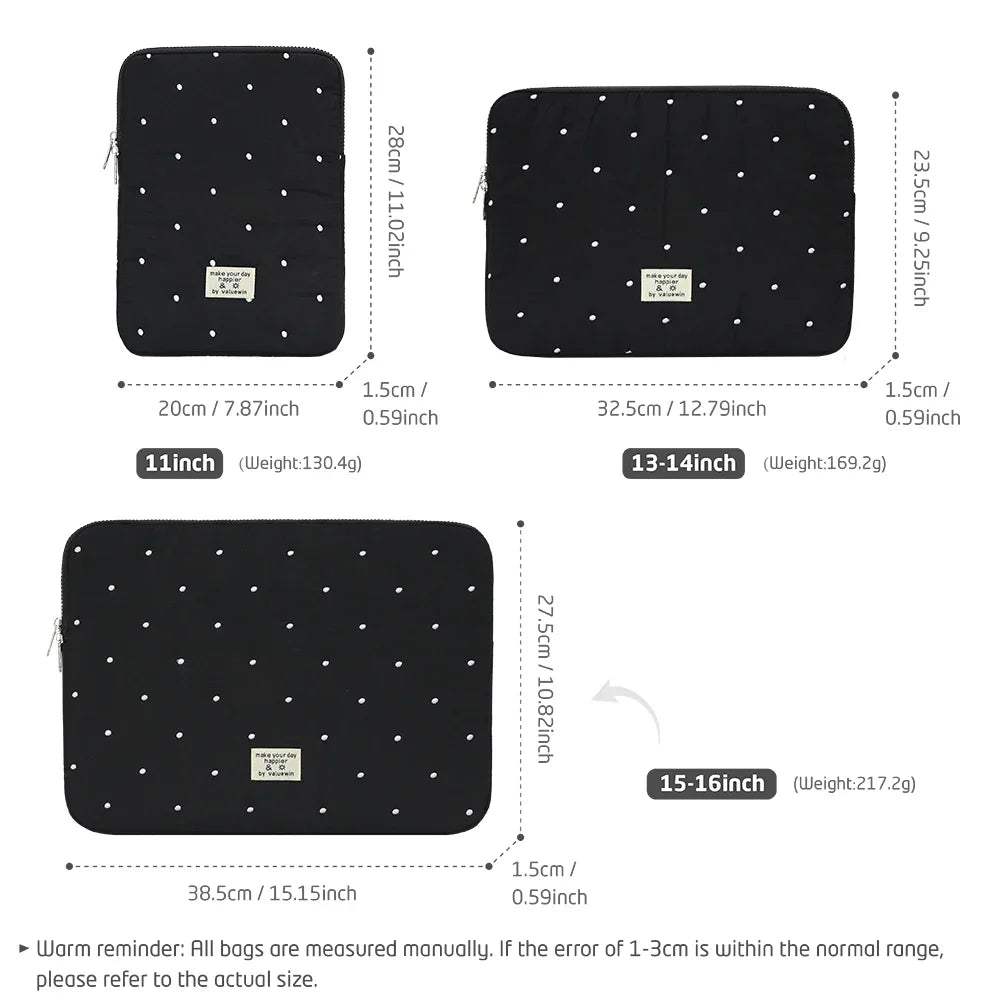 Laptop bag for macbook air 13 case 13-14 Inch puffy notebook pouch 15-16Inch Cute laptop sleeve 9-11 Inch Tablet Sleeve girl bag Beauty World Shop