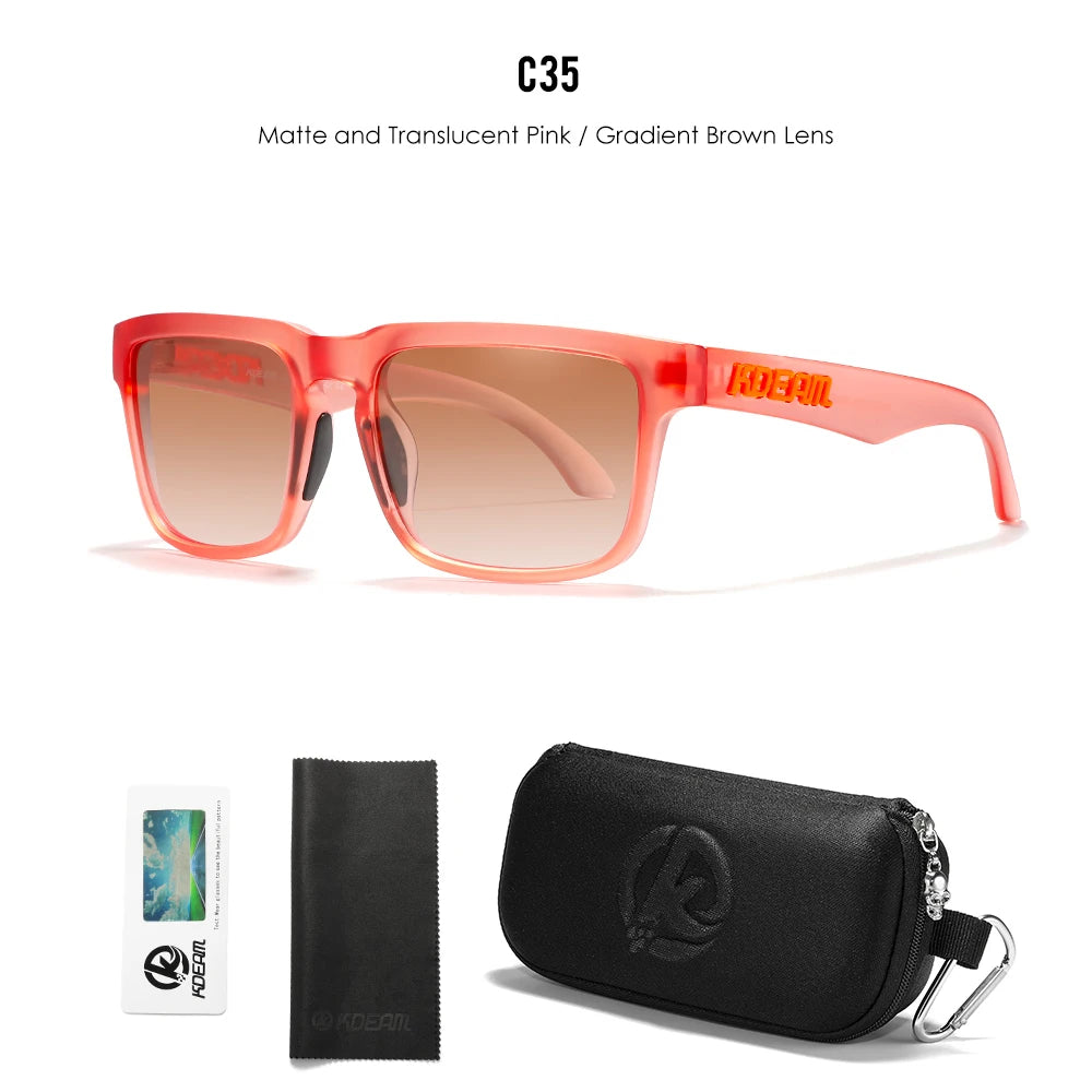 KDEAM Men's Polarized Sunglasses Square Casual Outdoors Sun Glasses Women Unisex Sunglass For Couple With Zipper Case Beauty World Shop