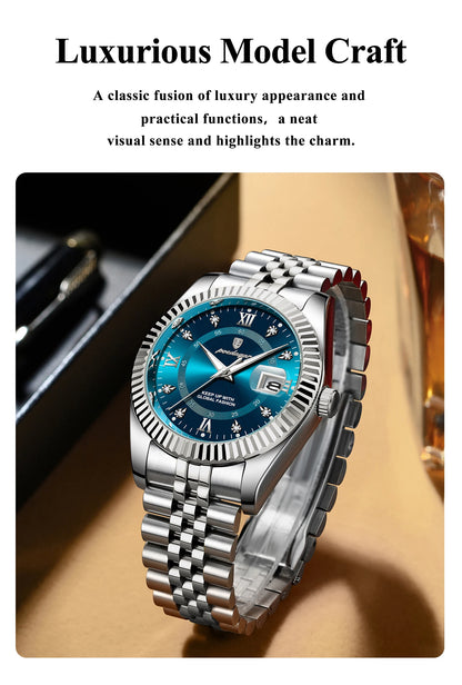 POEDAGAR Original Men Wristwatch Waterproof Luminous Date Business Man Clock Stainless Steel Quartz Military Men's Watches Reloj Beauty World Shop