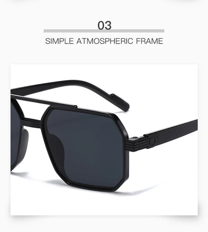 Hiking New Fashion Double Beam Polygonal Anti Light Glasses Retro Personalized Trendy Large Frame Eyewear European and American Beauty World Shop