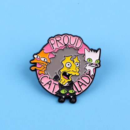 Cat Lady Enamel Pin Badges on Backpack Women's Brooches Hat Collar Lapel Pins Cartoon Jewelry Cosplay Accessories Toys Gifts Beauty World Shop