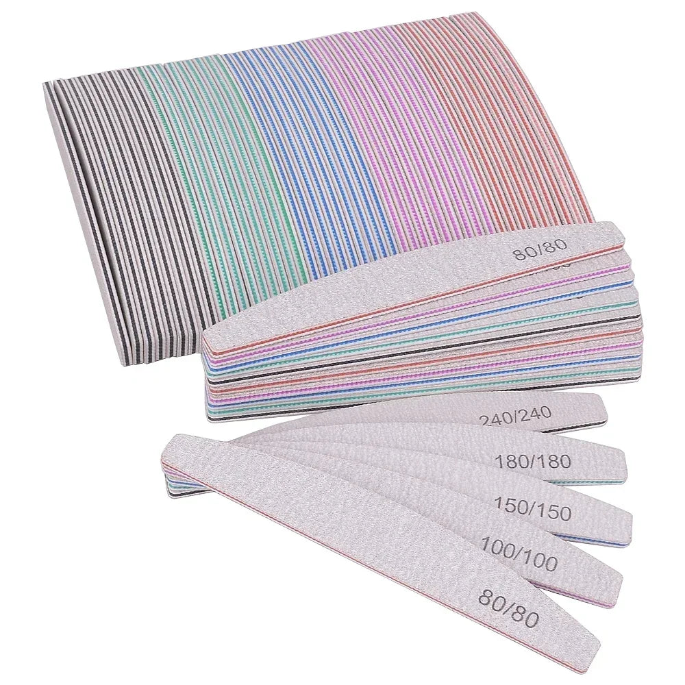 5/10Pcs Professional Nail File 150/180 Sandpaper Strong Thick Nail Files Sanding Half Moon Lime nail accessories and Tools Beauty World Shop