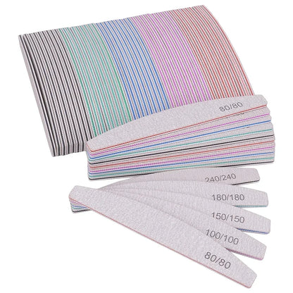 5/10Pcs Professional Nail File 150/180 Sandpaper Strong Thick Nail Files Sanding Half Moon Lime nail accessories and Tools Beauty World Shop