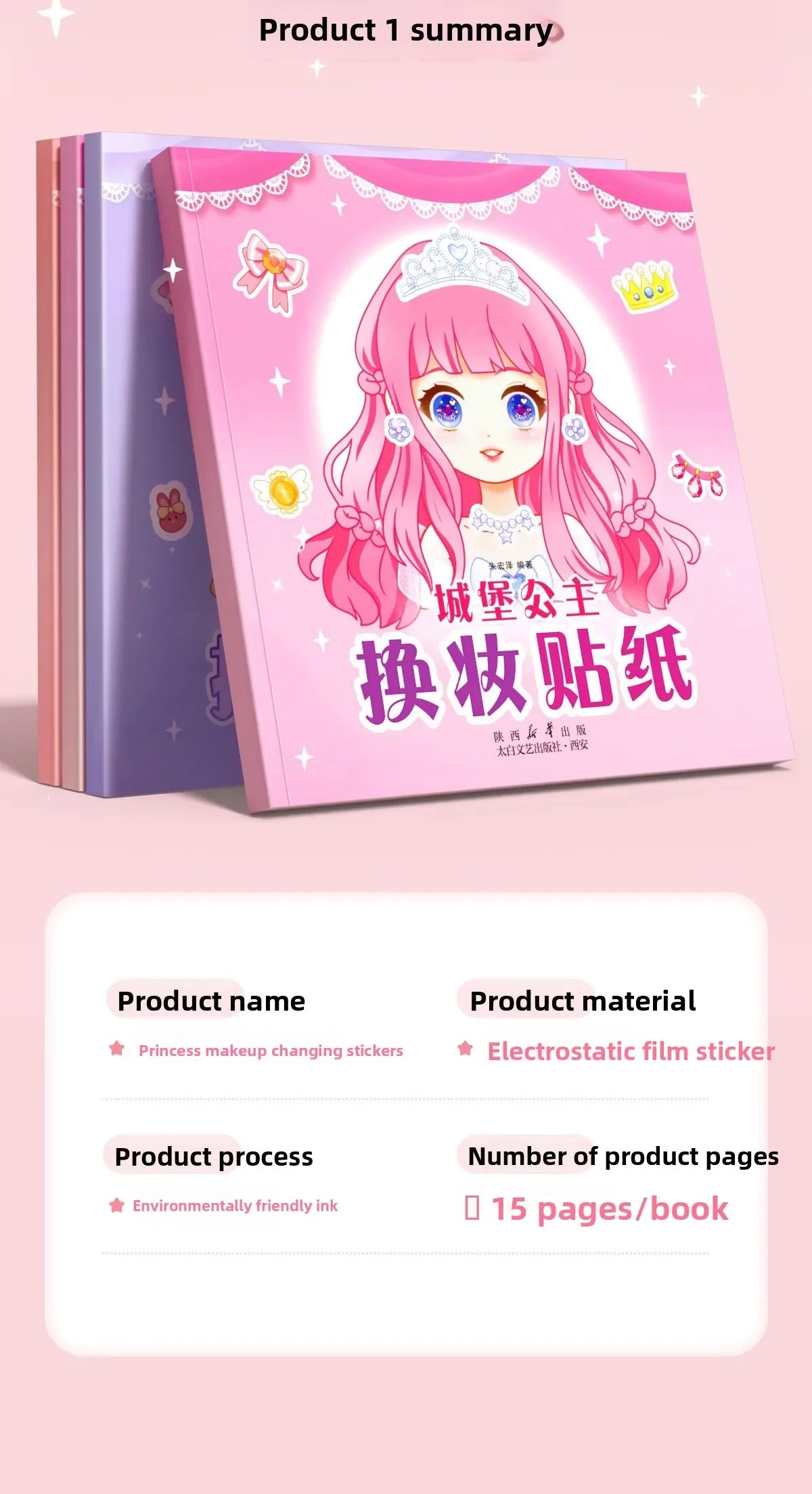 Stickers Book Handicrafts Creative Kids Stickers 15 Pages Toy Puzzle Reusable for Girls Cartoon Princess Make A Face Stickers Beauty World Shop