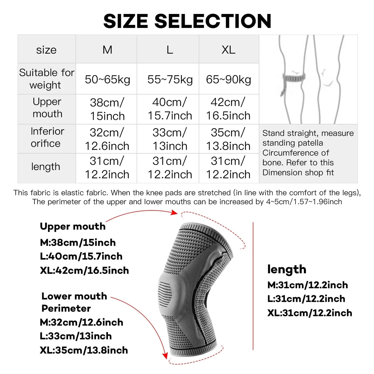 1PC Silicone Knee Pads Strap Patella Medial Support Meniscus Compression Knee Braces for Running Sport Knee Protection Beauty World Shop