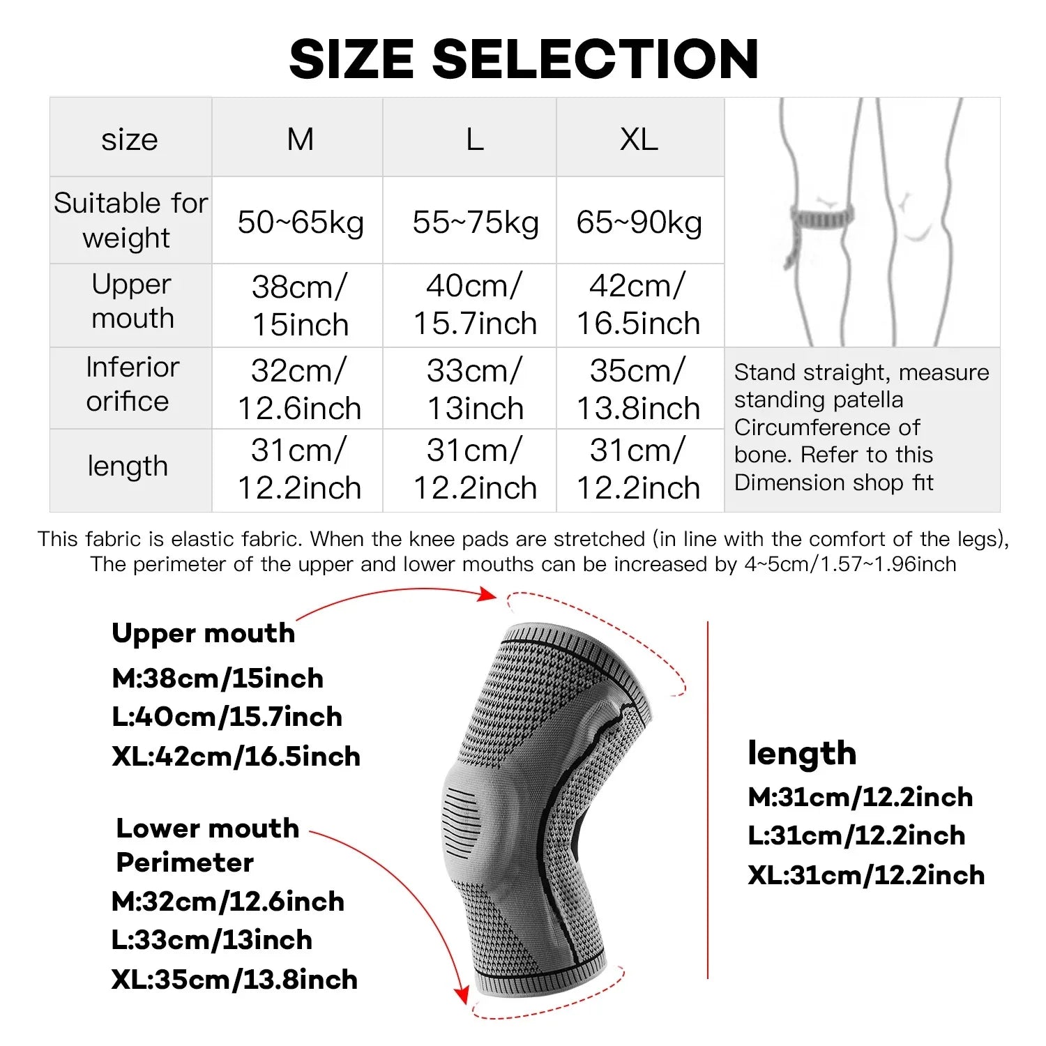 1PC Silicone Knee Pads Strap Patella Medial Support Meniscus Compression Knee Braces for Running Sport Knee Protection Beauty World Shop