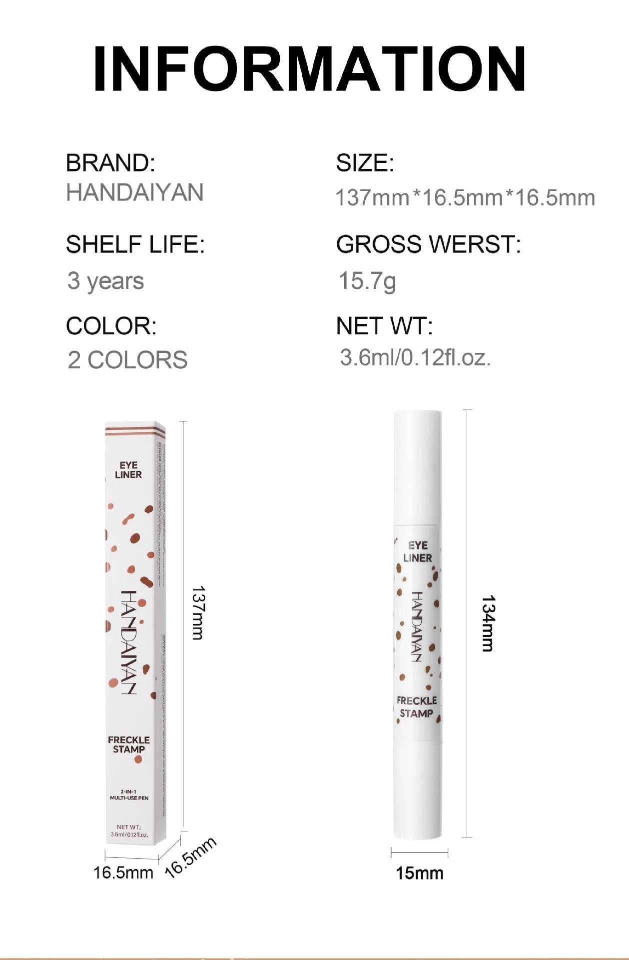 1PC Face Fake Freckles Pen Natural Waterproof Lifelike Fake Freckles Pen for Long Lasting Look Dot Spot Pen Makep Tool Cosmetic Beauty World Shop