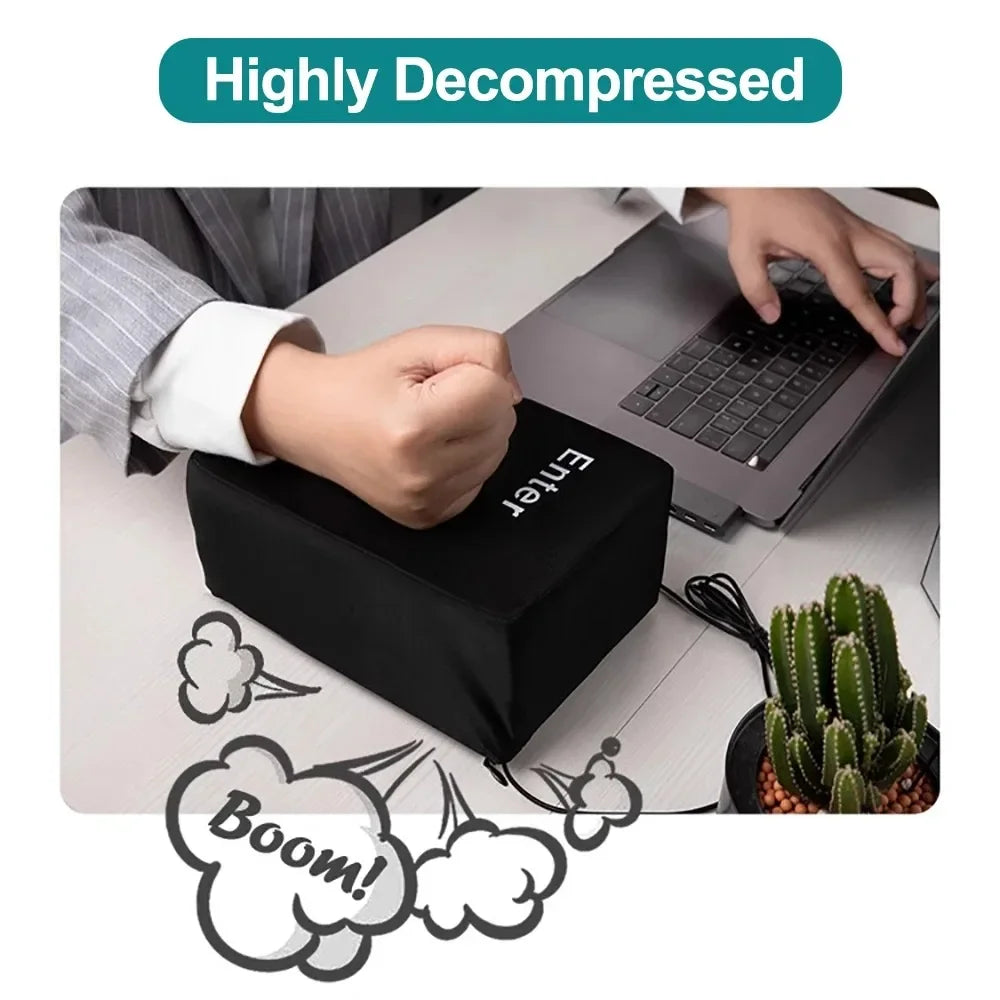 Big USB Enter Key Mouse Anti Stress Button Decompression Computer Any Vent Pillows Button Desktop Pillow For Programmer Worker Beauty World Shop