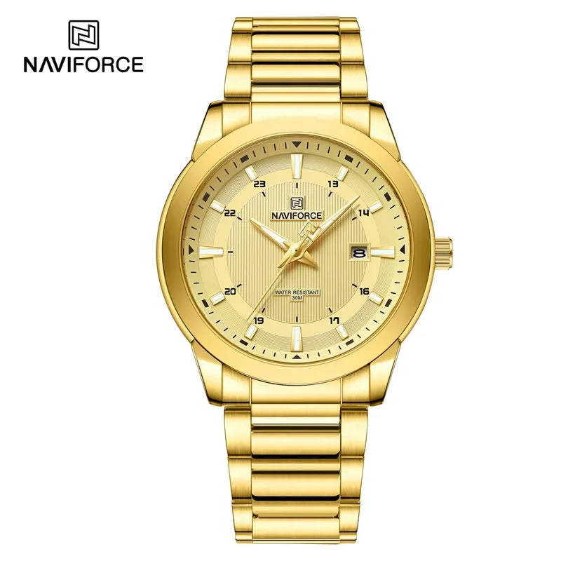 2024 Top Brand NAVIFORCE Mens Watches Stainless Steel Strap Casual Male Quartz Sports Wristwatch Luxury Waterproof Date Clock Beauty World Shop