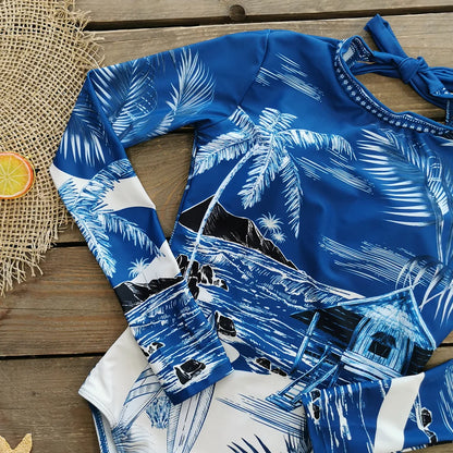 2026 Surfing Sport Swimsuit Long Sleeves Women One Piece Swimsuit  Swimwear Solid Monokini Bathing Suit Tropical Bodysuit Female Beauty World Shop
