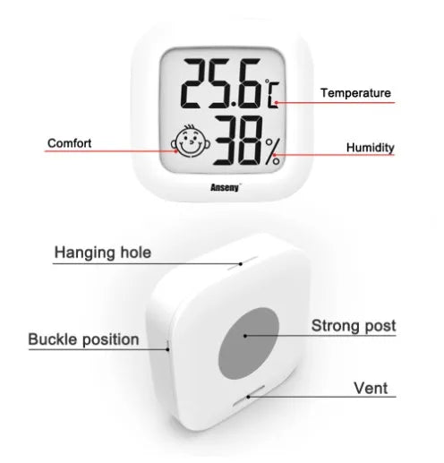 LCD Digital Thermometer Hygrometer Indoor Room Electronic Temperature Humidity Meter Sensor Gauge Weather Station For Home Beauty World Shop