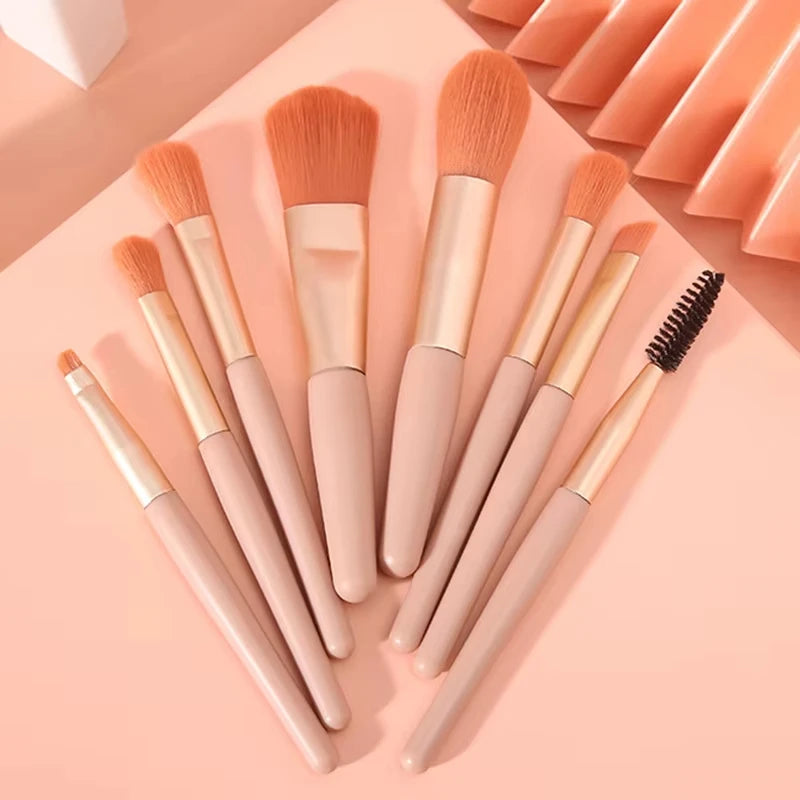 8-Piece Mini Soft and Fluffy Makeup Brush Set, Perfect for Makeup Beginners, Used for Foundation, Blush, and Eyeshadow to Create Beauty World Shop
