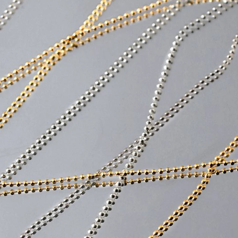 50cm 0.8mm Gold Silver Nail Bead Chain Charm Ellipse Stone Nail Art Decorations Giltter Metal Steel Ball Jewelry Accessory Beauty World Shop