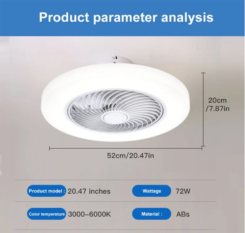 Smart Ceiling Fan Fans With Lights Remote Control Bedroom Decor Ventilator Lamp 52cm Air Invisible Blades Silent Beauty World Shop